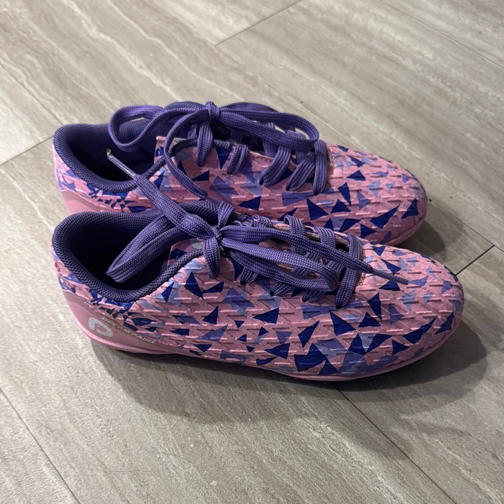 Kids Pink and Purple Soccer Turf Shoes